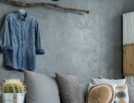 Modern Flat With Touch Of Creativity and Gray Patterned Walls